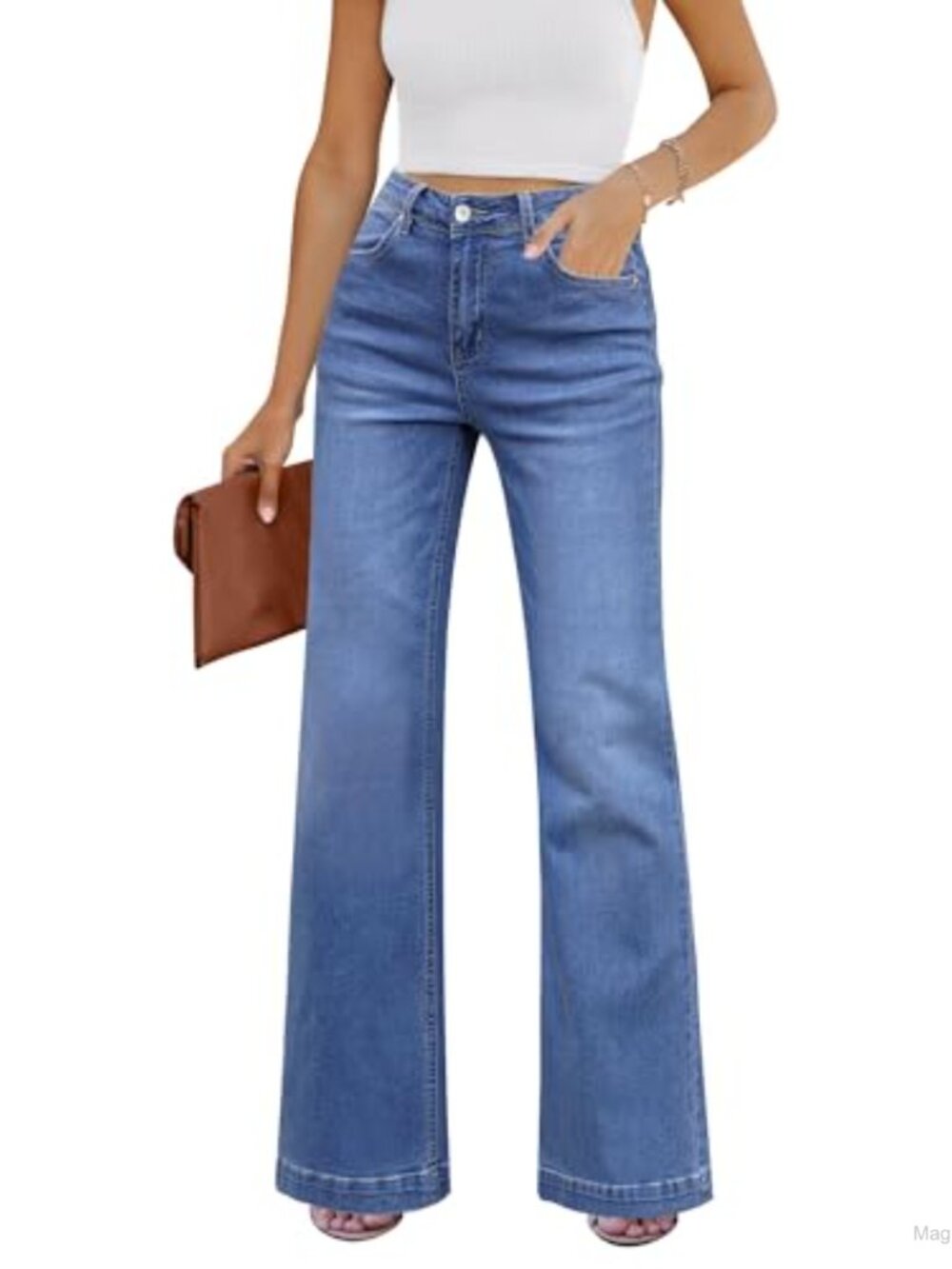 High Rise Flare Jeans for Women Wide Leg Stretchy Denim Pants
